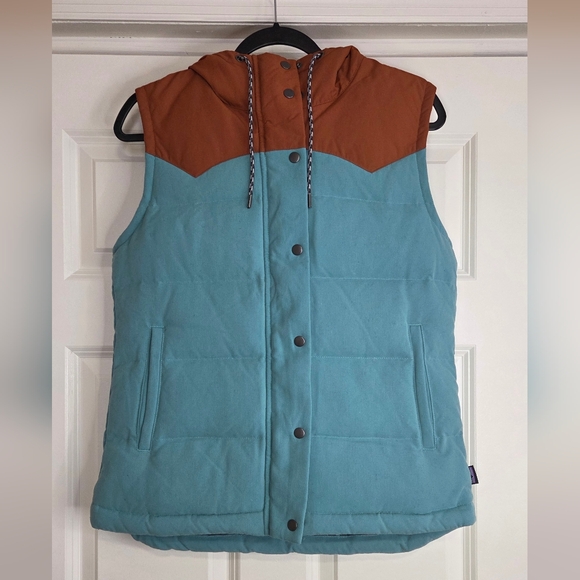 Rare! Patagonia 'Mogul Blue/Sisu Brown' w/ Mushroom Print Bivy Vest - Size M - Picture 2 of 10